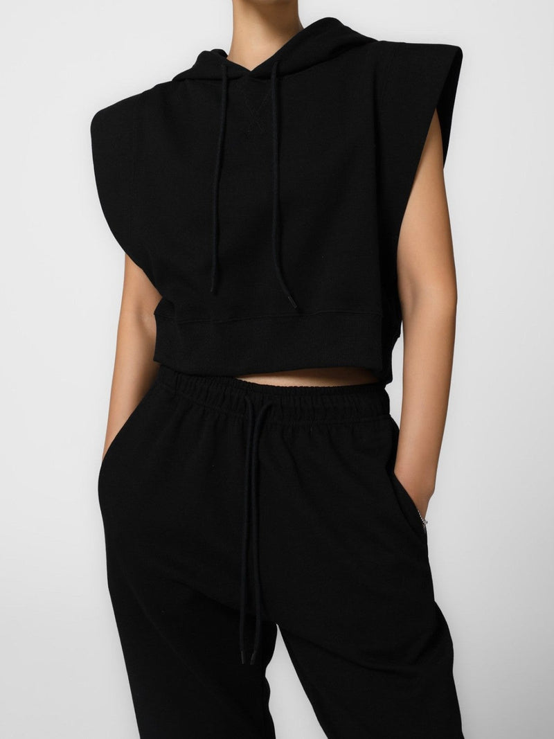 KITSCH SLEEVELESS CROPPED HOODIE