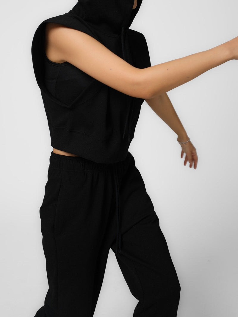 KITSCH SLEEVELESS CROPPED HOODIE