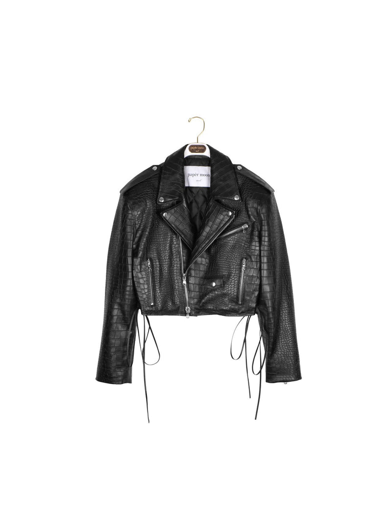 CROC LEATHER BIKER JACKET