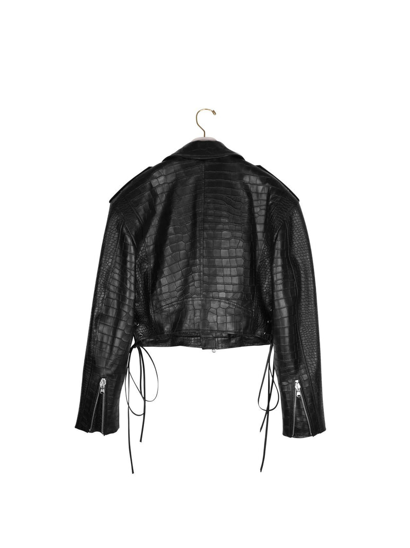 CROC LEATHER BIKER JACKET