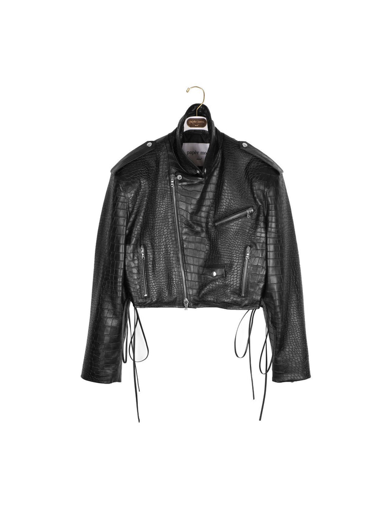 CROC LEATHER BIKER JACKET