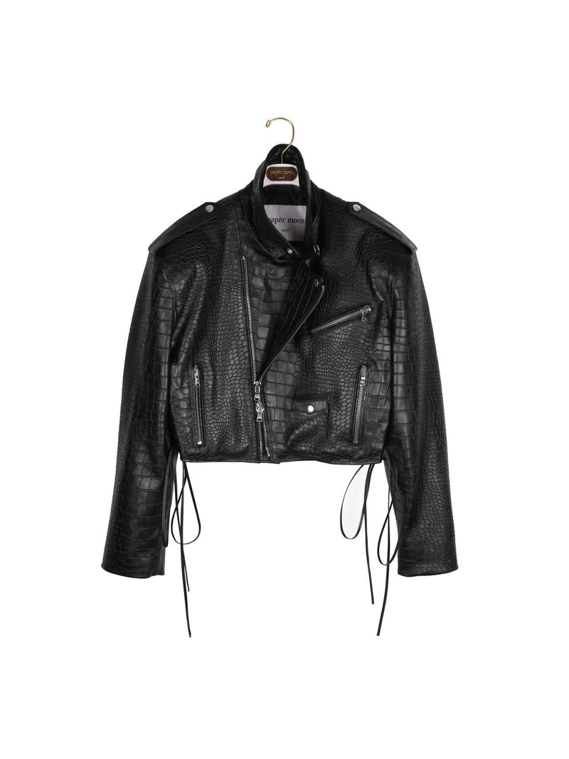 CROC LEATHER BIKER JACKET