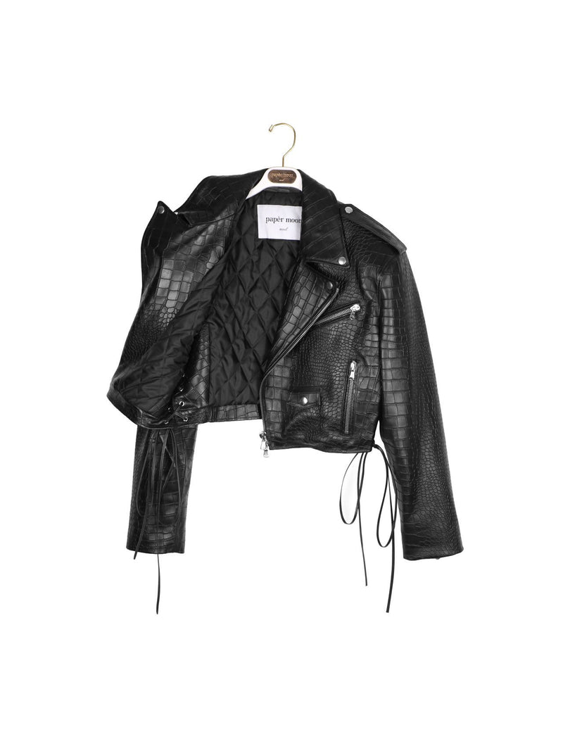 CROC LEATHER BIKER JACKET