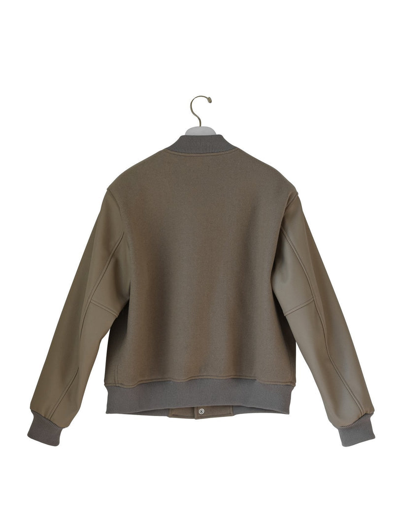 LEATHER SLEEVE WOOL STADIUM JACKET
