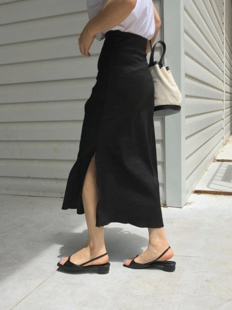 MAXI LINEN SKIRT WITH SIDE SLIT