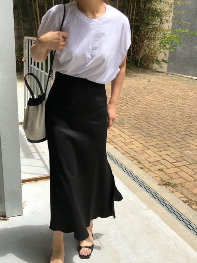 MAXI LINEN SKIRT WITH SIDE SLIT