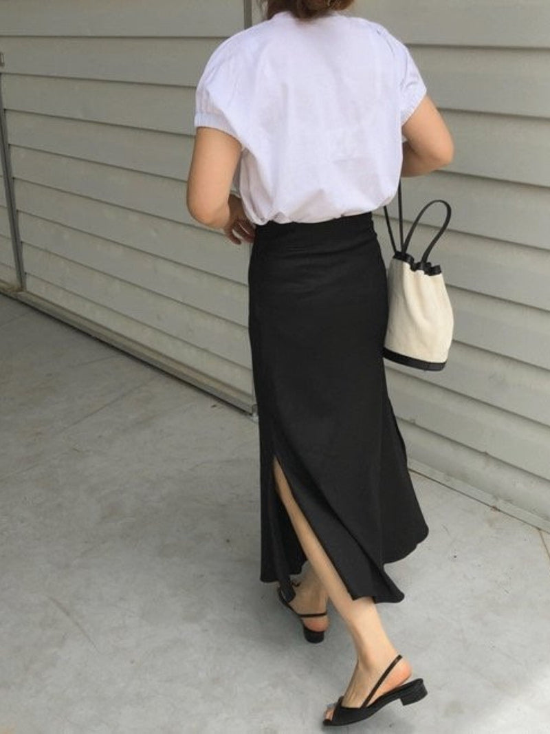 MAXI LINEN SKIRT WITH SIDE SLIT