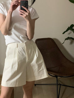 LINEN TWILL PIN TUCK SHORTS