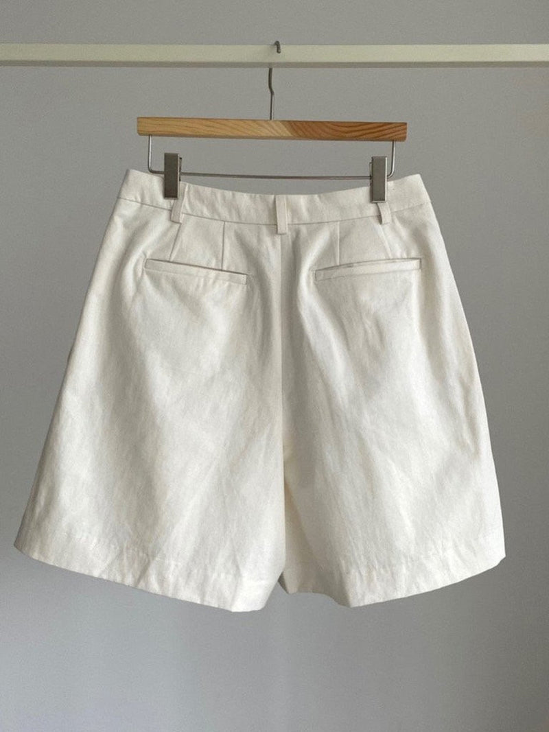 LINEN TWILL PIN TUCK SHORTS