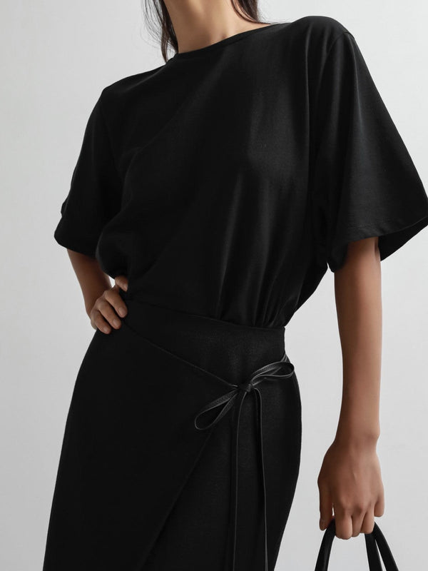 LINEN WRAP PENCIL SKIRT