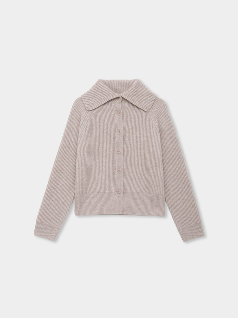 LOE COLLAR RIBBED KNIT CARDIGAN