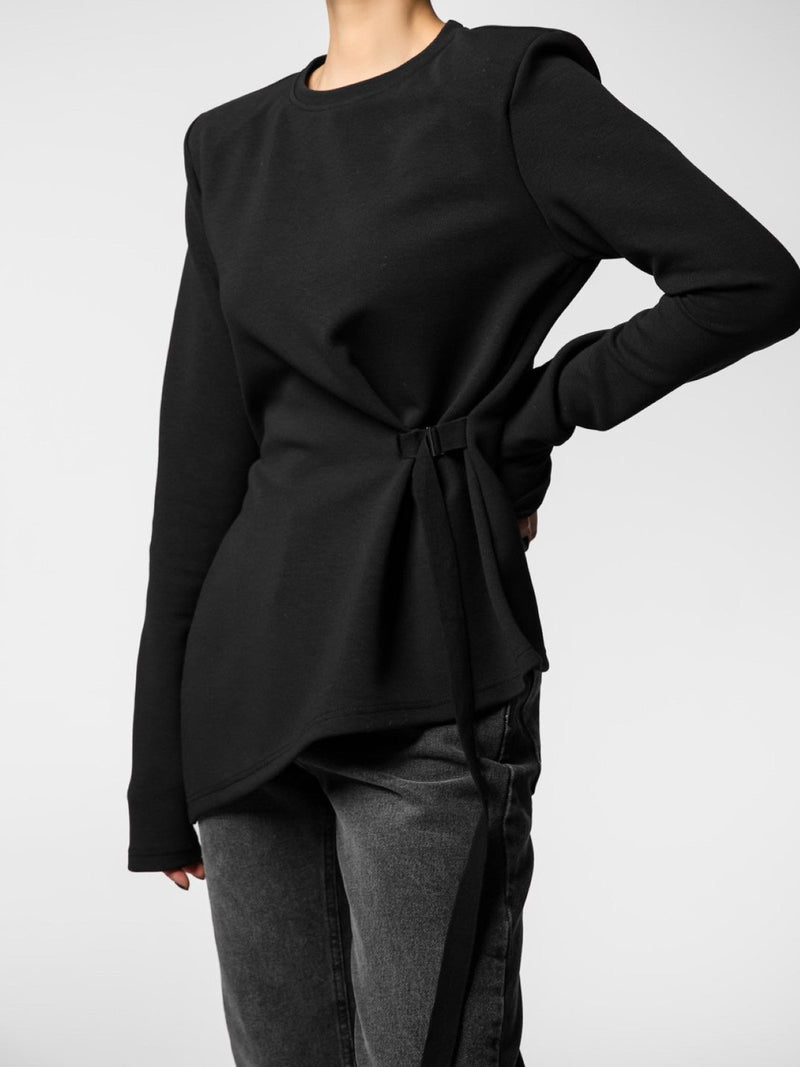 LONG SLEEVE ASYMMETRICAL TIE-UP TOP