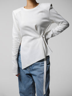 LONG SLEEVE ASYMMETRICAL TIE-UP TOP