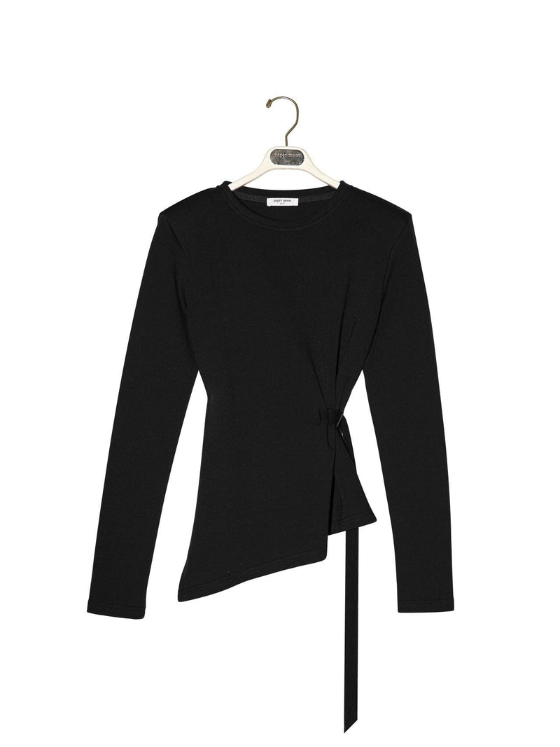 LONG SLEEVE ASYMMETRICAL TIE-UP TOP