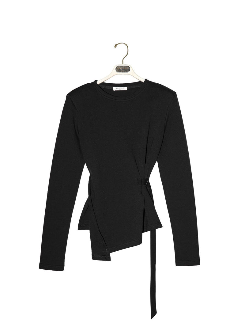 LONG SLEEVE ASYMMETRICAL TIE-UP TOP