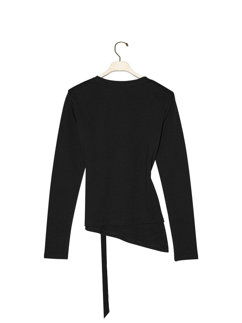 LONG SLEEVE ASYMMETRICAL TIE-UP TOP