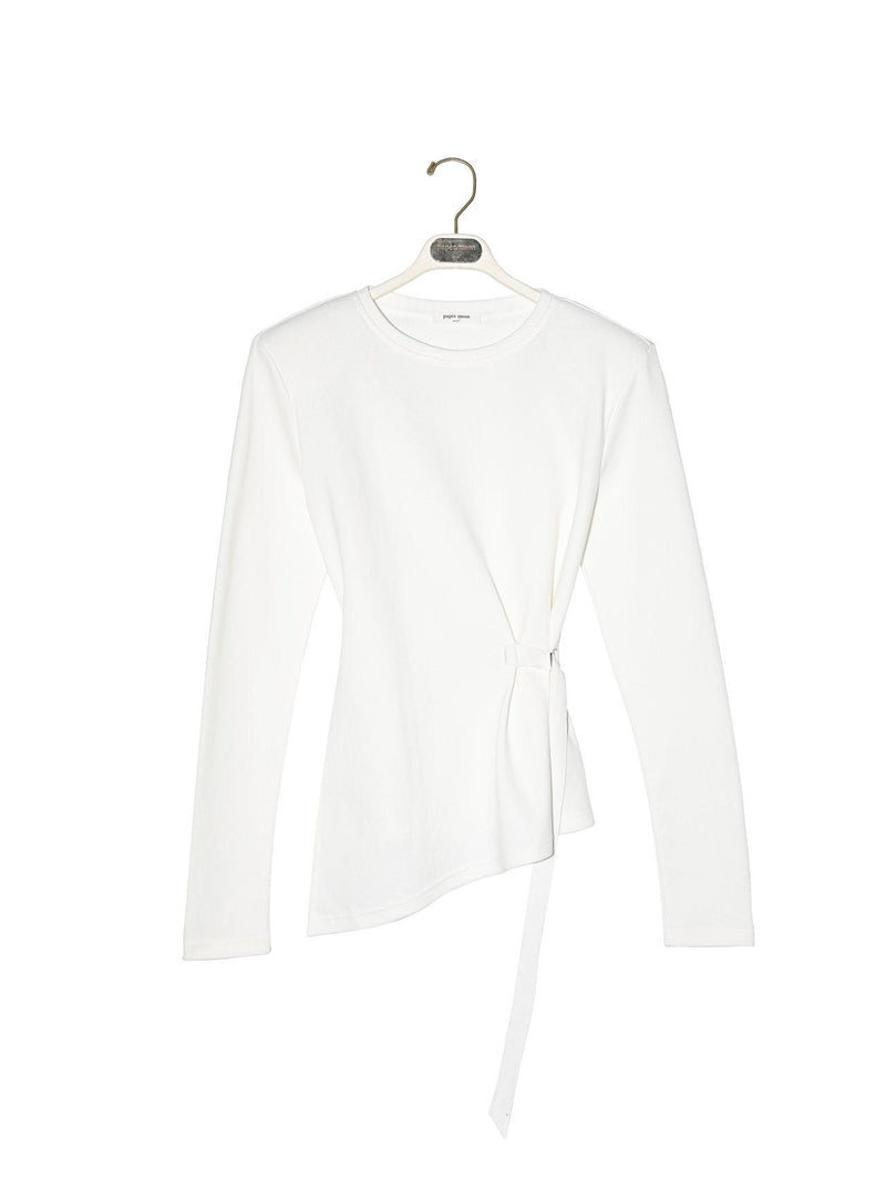 LONG SLEEVE ASYMMETRICAL TIE-UP TOP