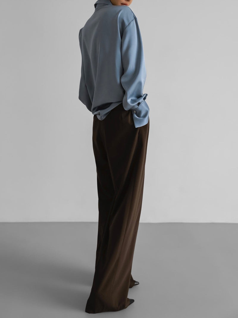 LOW WAISTED DOUBLE PLEATED WIDE TROUSERS