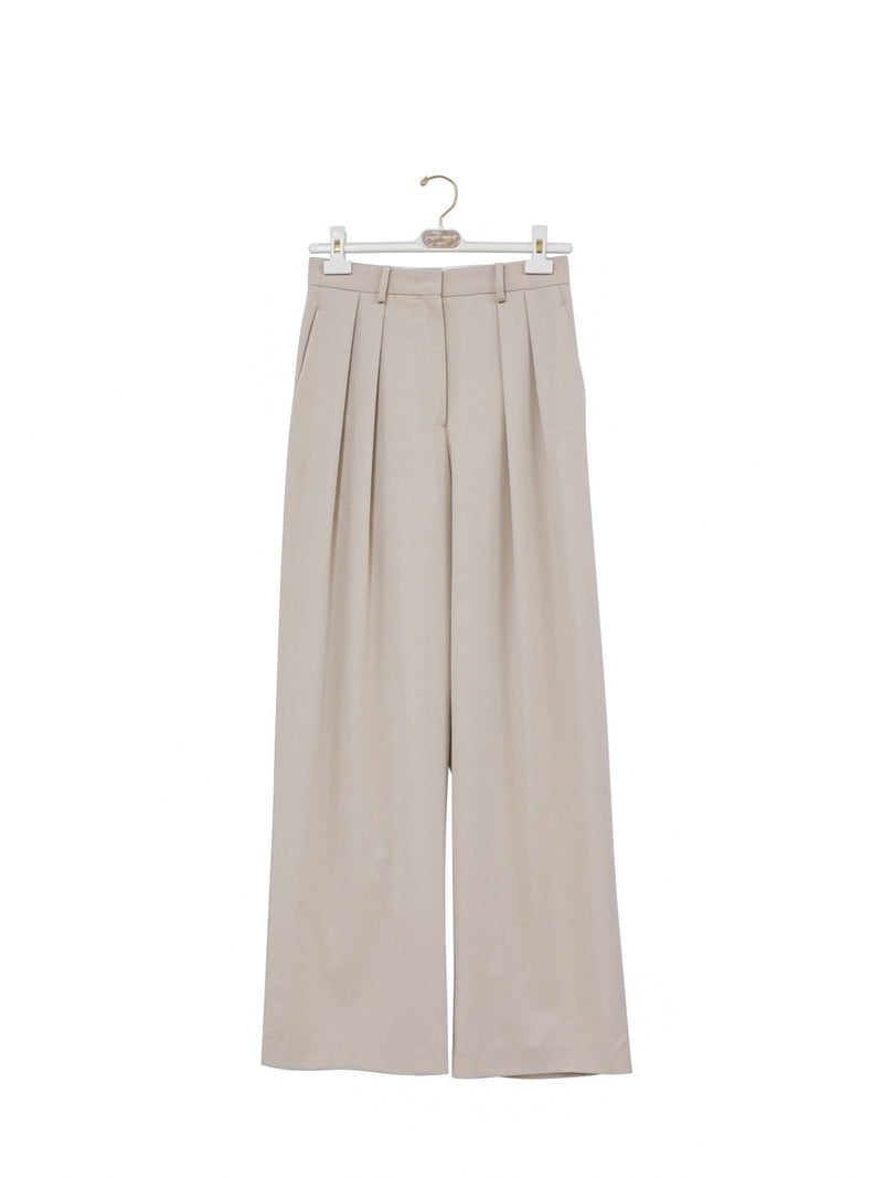 LOW WAISTED DOUBLE PLEATED WIDE TROUSERS