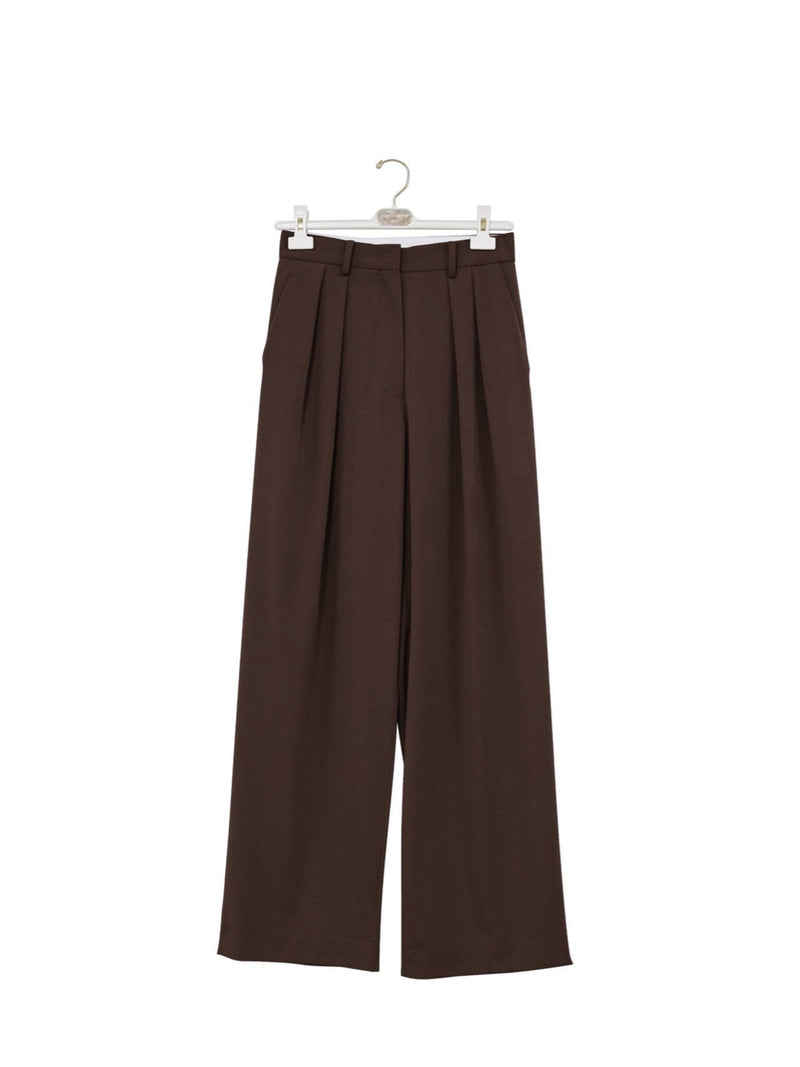 LOW WAISTED DOUBLE PLEATED WIDE TROUSERS