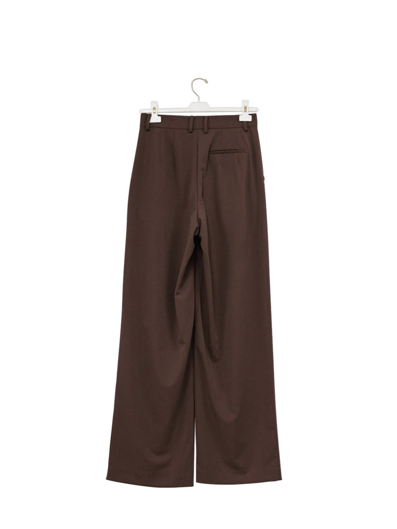 LOW WAISTED DOUBLE PLEATED WIDE TROUSERS