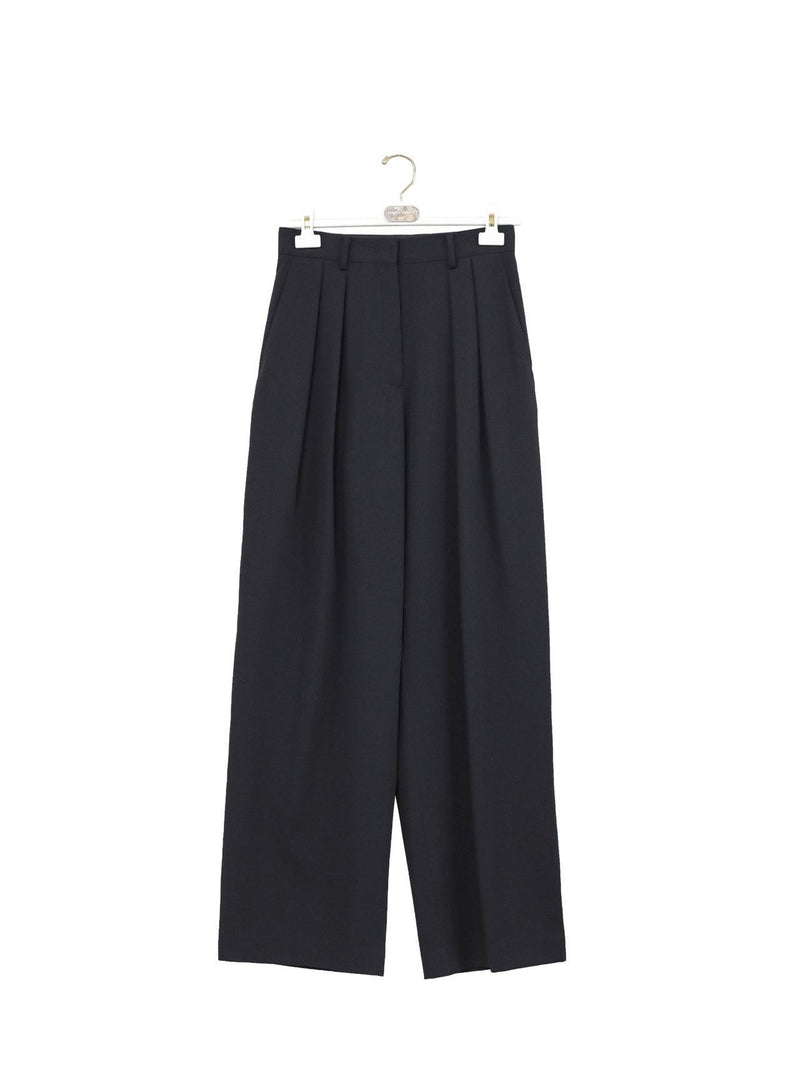 LOW WAISTED DOUBLE PLEATED WIDE TROUSERS