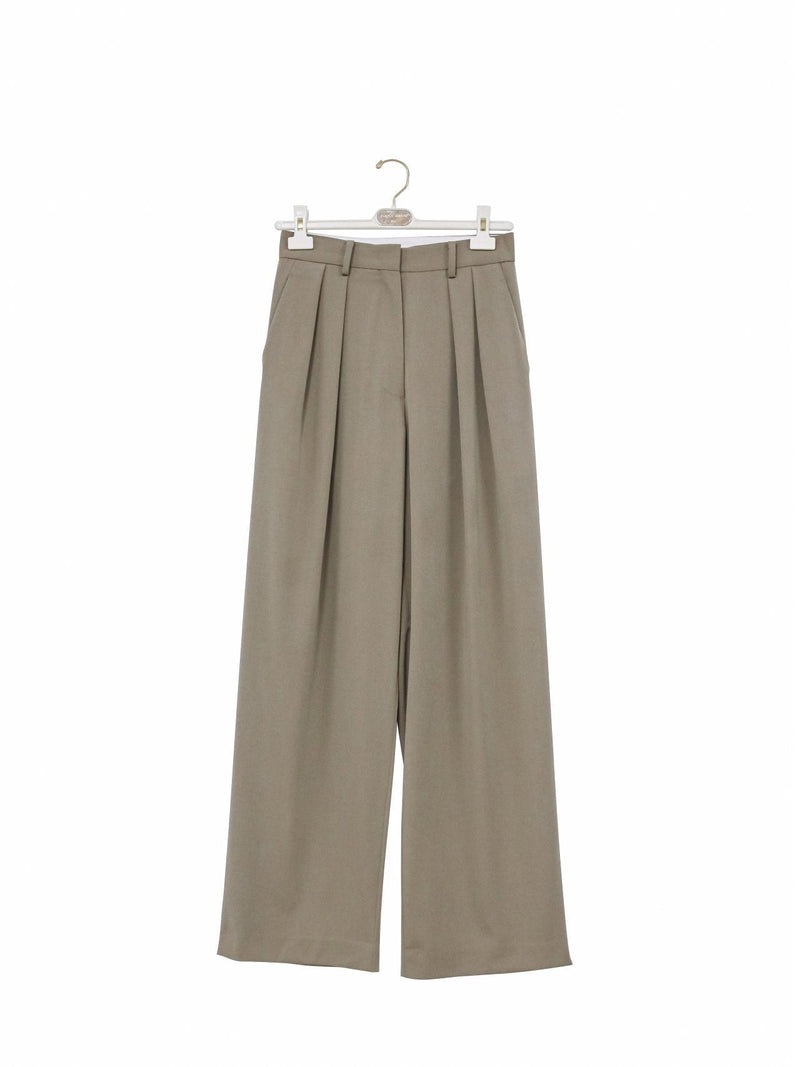 LOW WAISTED DOUBLE PLEATED WIDE TROUSERS