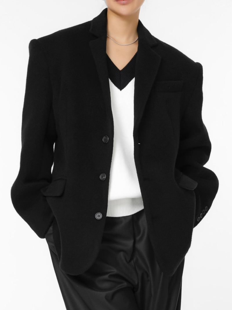 LUXE CAMEL WOOL BLEND OVERSIZED BLAZER