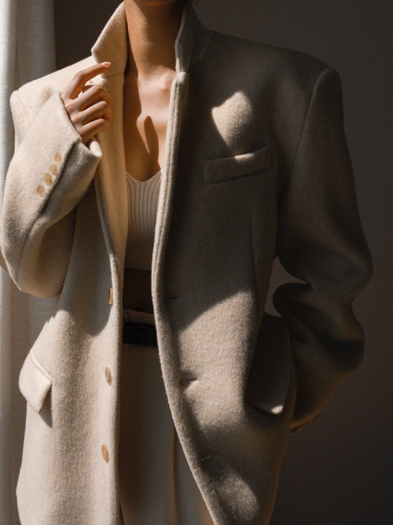 LUXE CAMEL WOOL BLEND OVERSIZED BLAZER