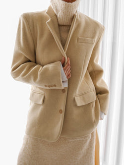 LUXE CAMEL WOOL BLEND OVERSIZED BLAZER