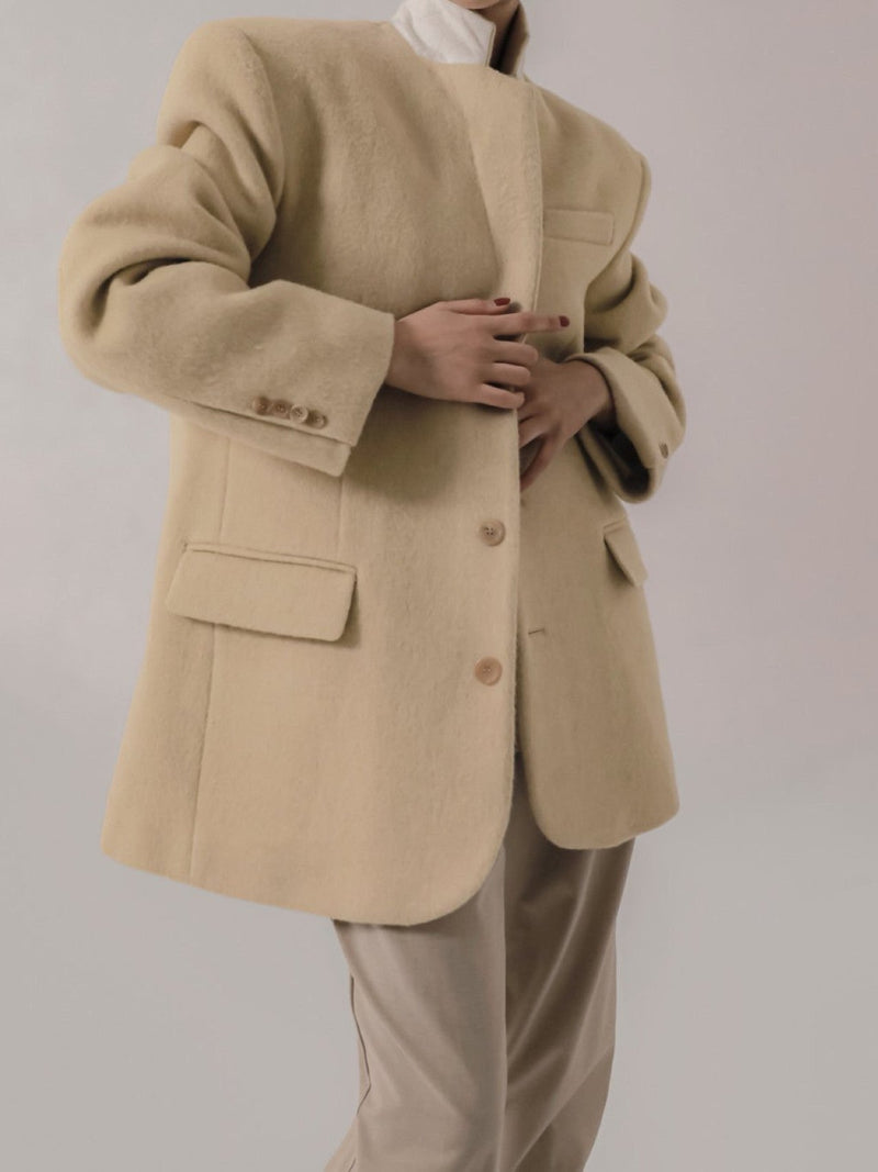 LUXE CAMEL WOOL BLEND OVERSIZED BLAZER