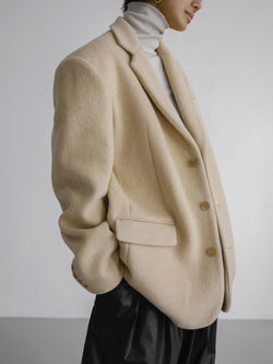 LUXE CAMEL WOOL BLEND OVERSIZED BLAZER