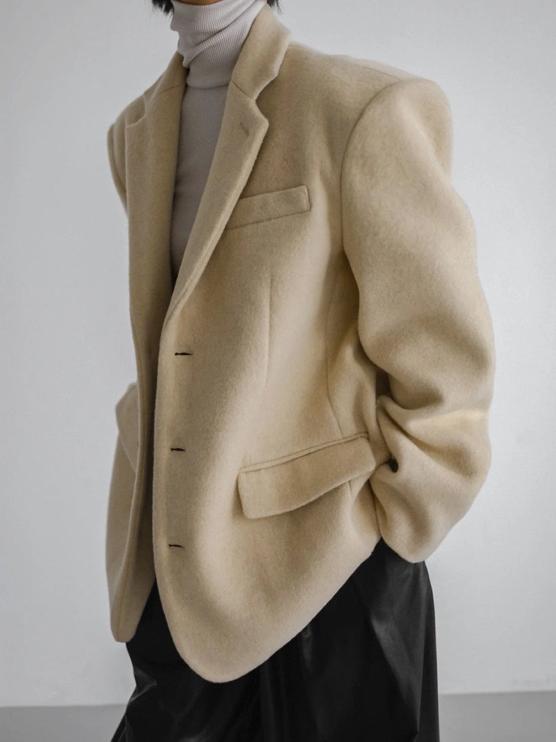 LUXE CAMEL WOOL BLEND OVERSIZED BLAZER