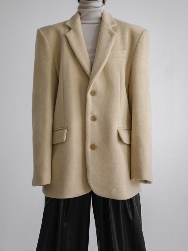 LUXE CAMEL WOOL BLEND OVERSIZED BLAZER