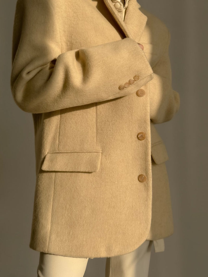 LUXE CAMEL WOOL BLEND OVERSIZED BLAZER