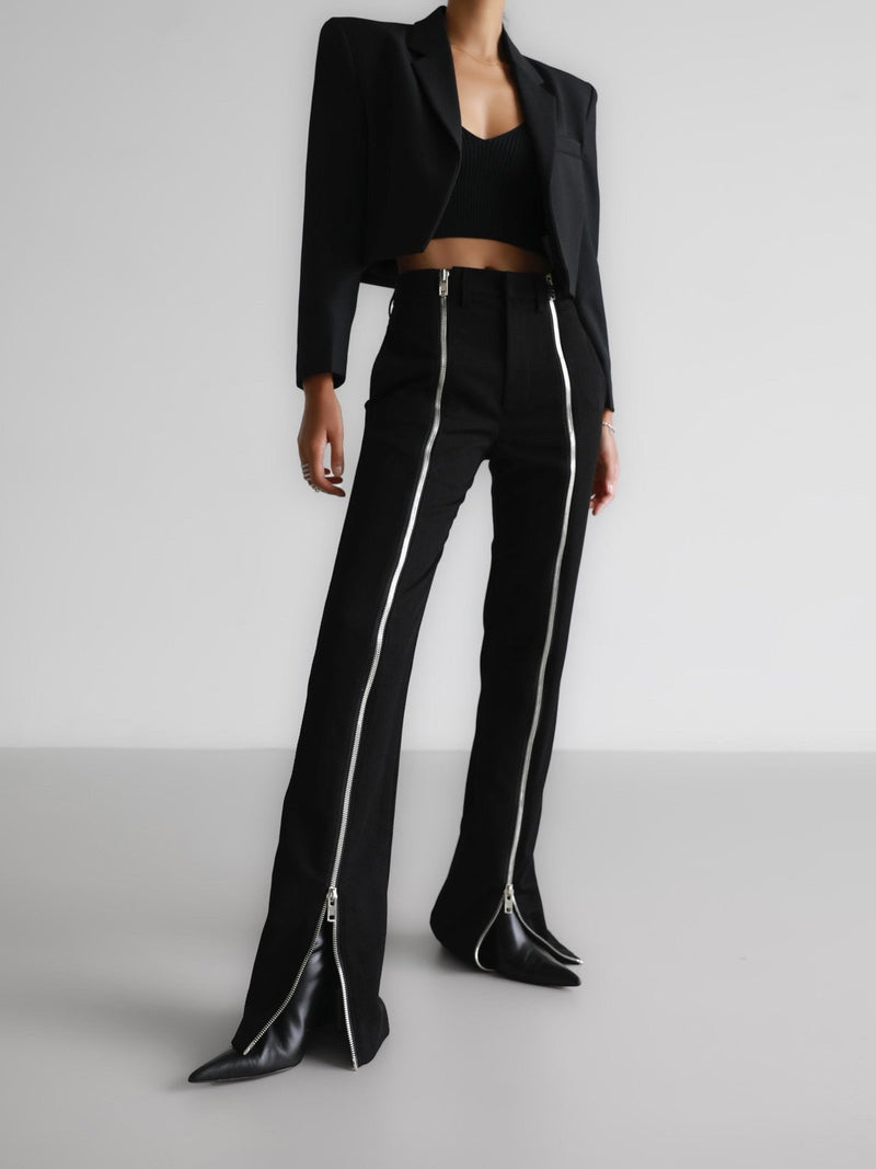 LUXE CHUNKY ZIPPED DETAIL TROUSERS