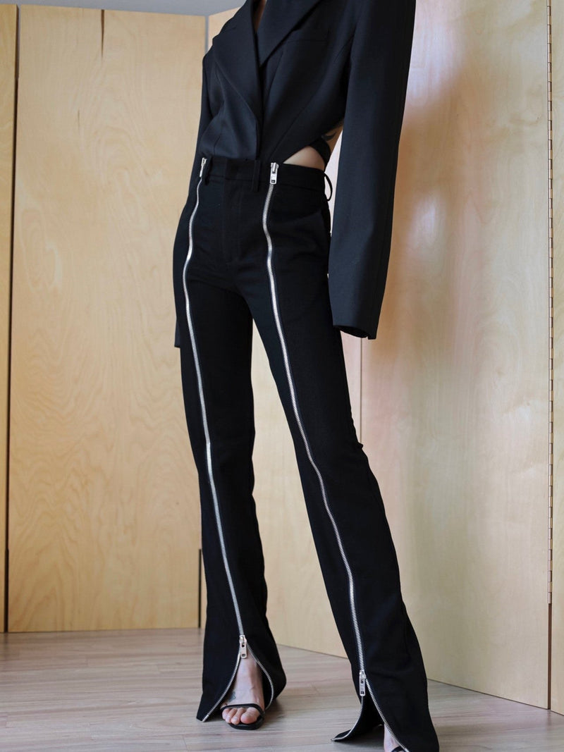 LUXE CHUNKY ZIPPED DETAIL TROUSERS