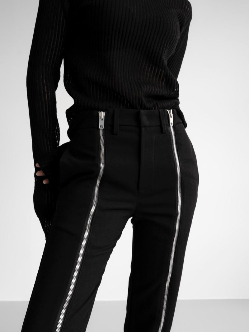 LUXE CHUNKY ZIPPED DETAIL TROUSERS