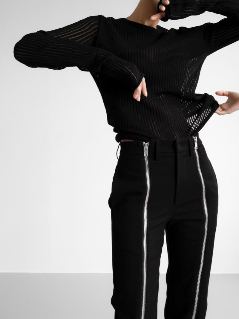 LUXE CHUNKY ZIPPED DETAIL TROUSERS