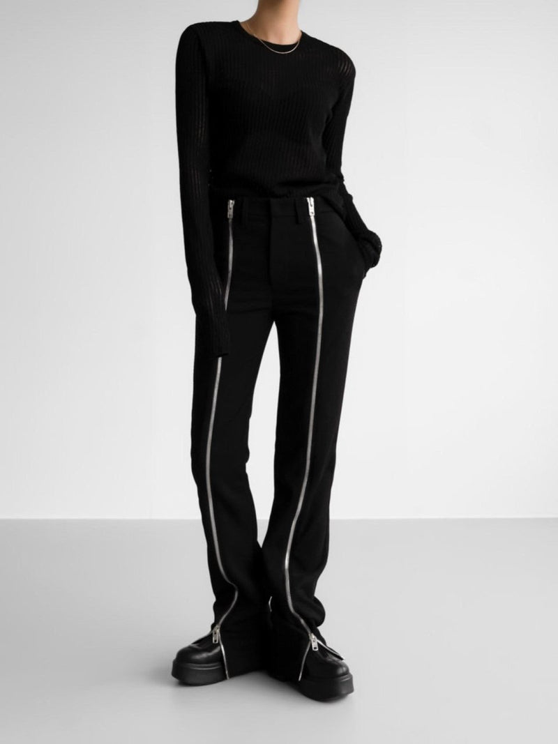 LUXE CHUNKY ZIPPED DETAIL TROUSERS