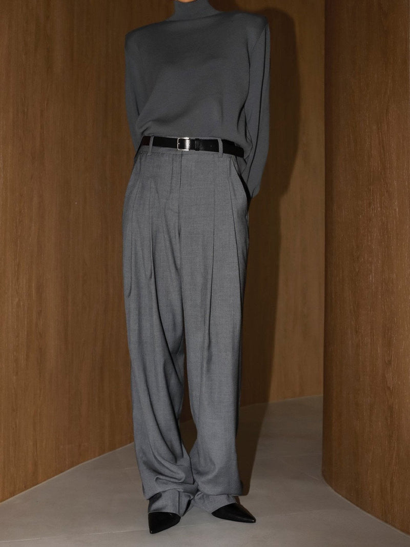 MAXI LENGTH WIDE PIN TUCK TROUSERS