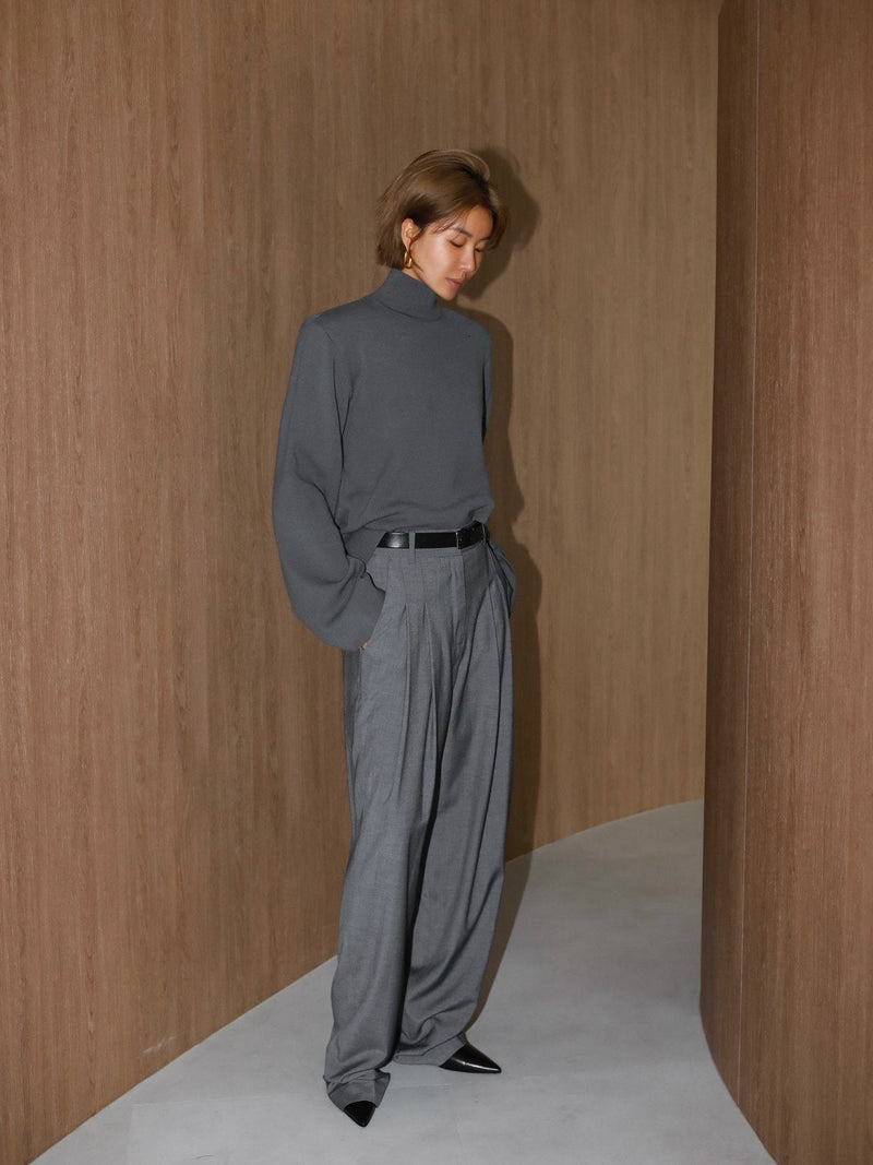 MAXI LENGTH WIDE PIN TUCK TROUSERS