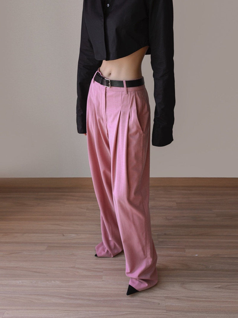 MAXI LENGTH WIDE PIN TUCK TROUSERS