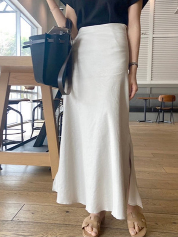 MAXI LINEN SKIRT WITH SIDE SLIT