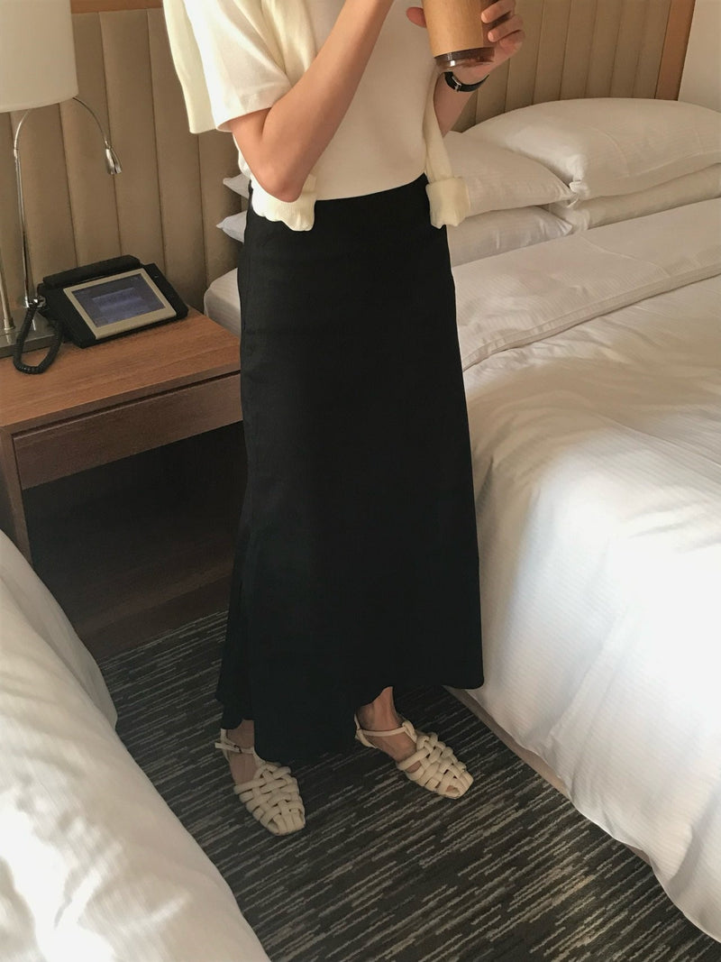 MAXI LINEN SKIRT WITH SIDE SLIT