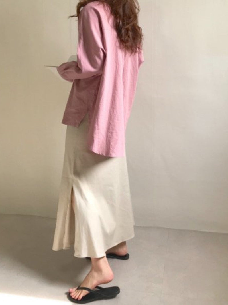 MAXI LINEN SKIRT WITH SIDE SLIT