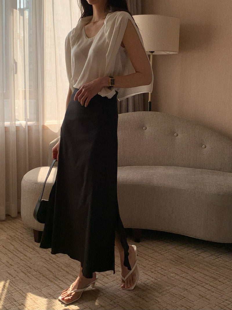 MAXI LINEN SKIRT WITH SIDE SLIT