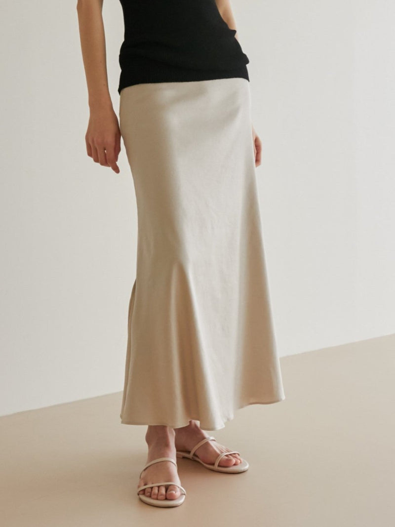 MAXI LINEN SKIRT WITH SIDE SLIT