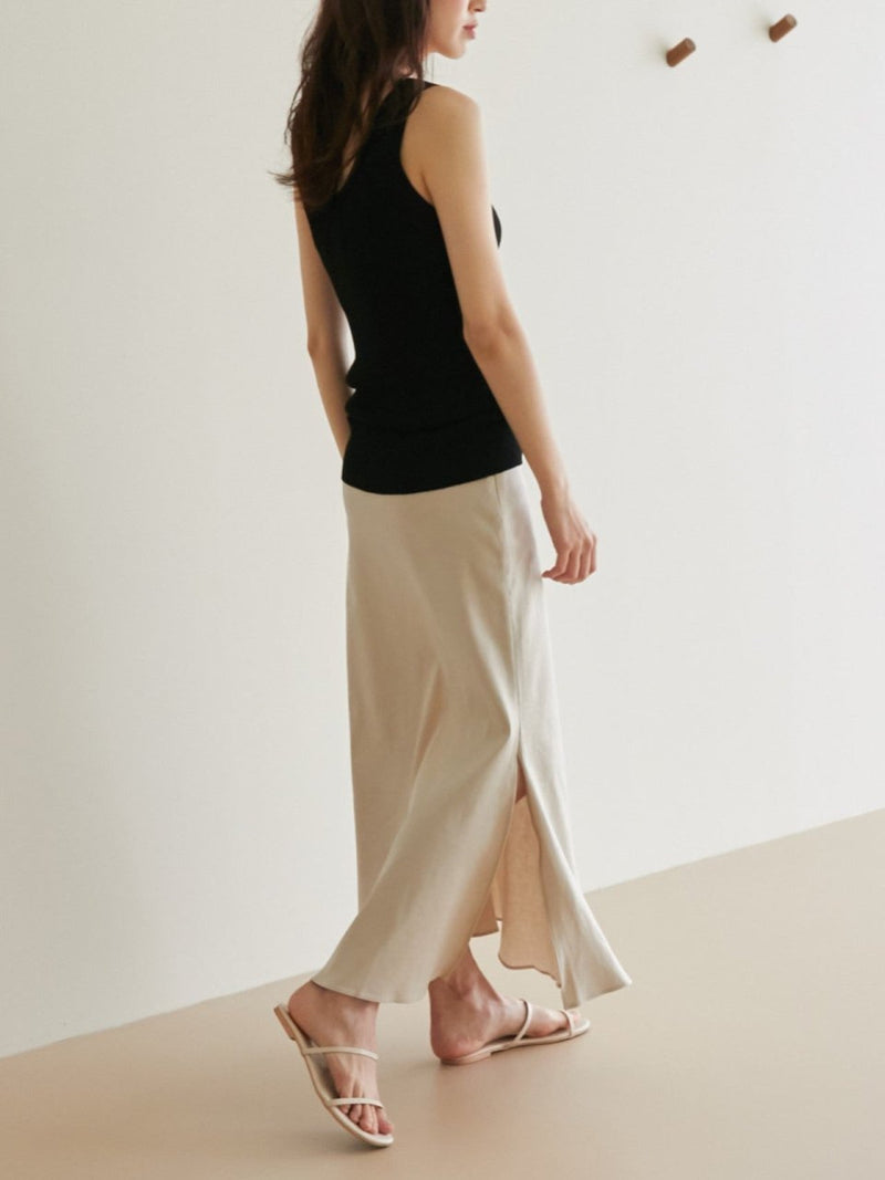 MAXI LINEN SKIRT WITH SIDE SLIT