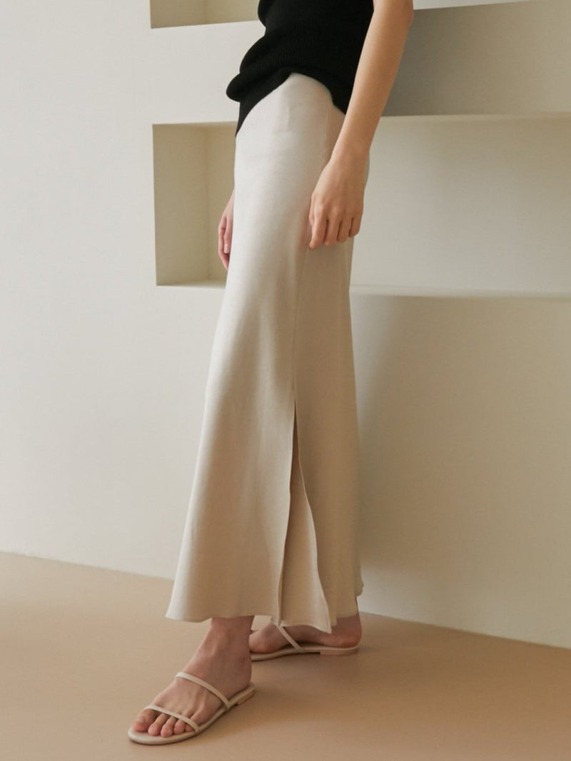 MAXI LINEN SKIRT WITH SIDE SLIT